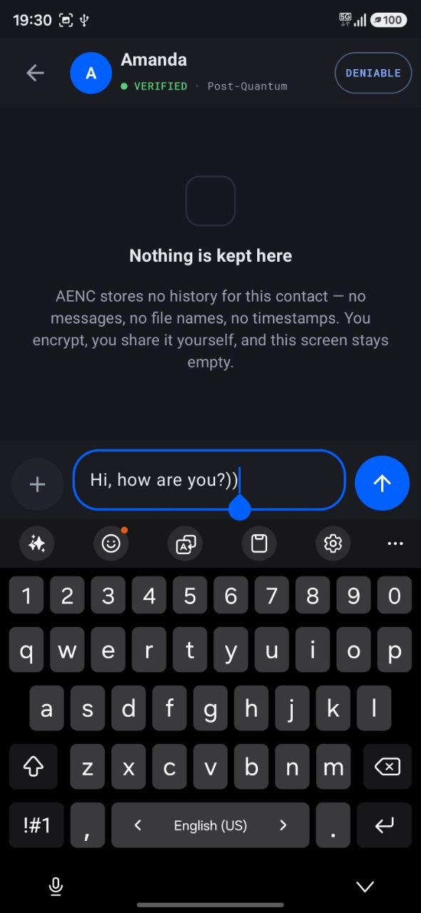 Chat with a verified contact, type a message